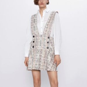 Zara buttoned print overall pinafore dress